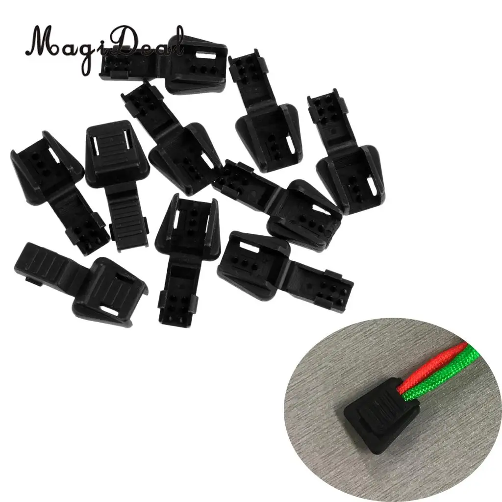 10 Pieces Plastic Zipper Puller End Lock Zip Pull End Clip Buckle for 3-4mm Elastic Bungee Cord