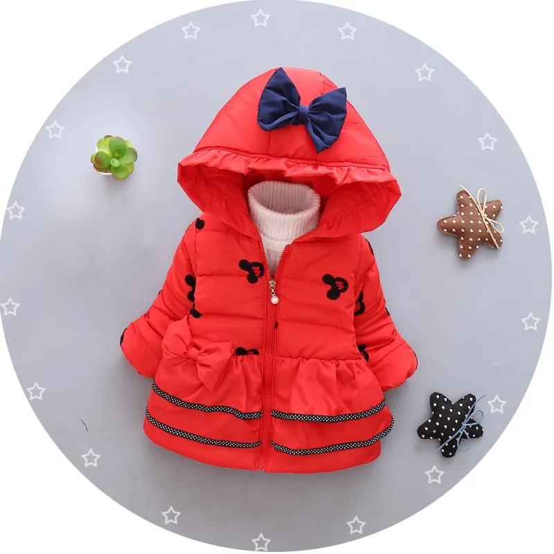 Куртка с Минни для девочек; Новинка; хлопковое зимнее пальто для девочек; теплая куртка с капюшоном для девочек; Милая одежда для малышей; одежда для детей