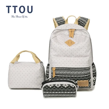 

TTOU 3 PCS Set Lunch Backpack Fashion Casual Collage School Backpack for Teenager Girls Travel Backpack with Pencil Case
