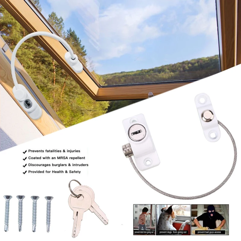 

Metal Door Window Restrictor Baby Protection Sliding Lock Home Security