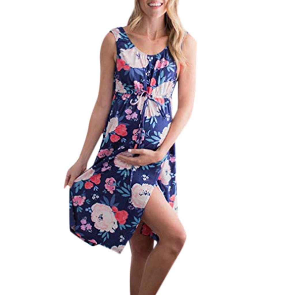 JAYCOSIN  Women Short sleeve Sexy  Pregnant Maternity Dress Floral Print Sundress  Beach  19MAR19