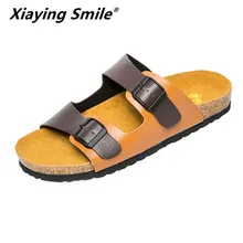Лидер продаж; летние классические мужские уличные повседневные сандалии на плоской подошве; кожаная модная летняя пляжная обувь; недорогие Нескользящие шлепанцы с пряжкой и ремешком