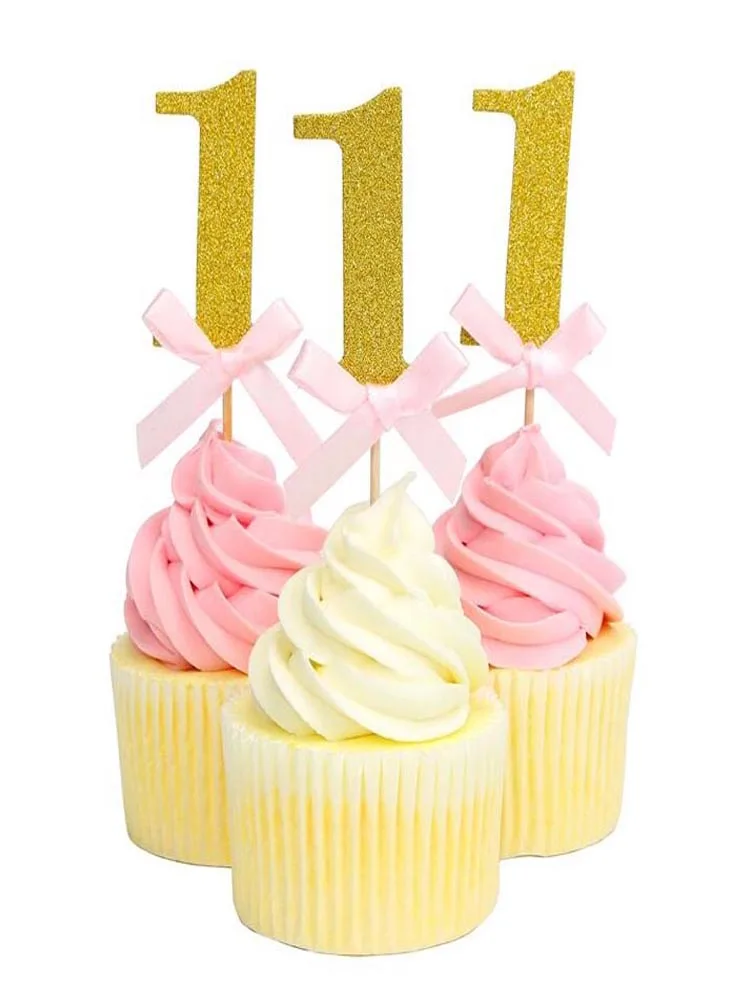 

Baby Balloon 14pcs Multi Confetti First Birthday Balloon With Cupcake Toppers Blue Pink Helium Ballons Boy Girl Party Supplies