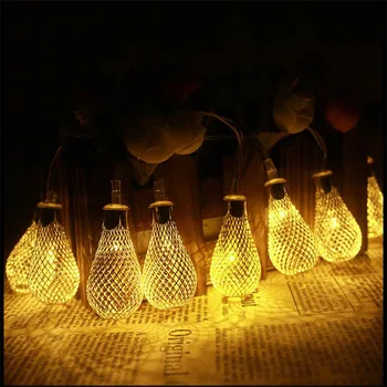 

Holiday LED String Light 3M 20 LEDs Iron Moroccan Water Drop Lantern Ball Fairy String Rope for Home Party Decoration