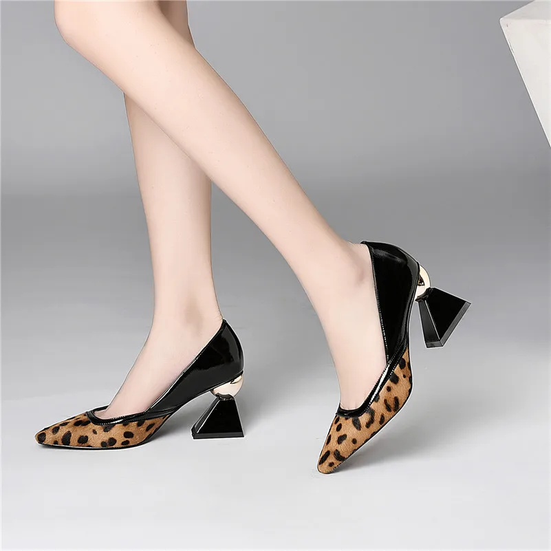 Y Mujer Casual Zapatos Fiesta Verano 2019 Mujeres Primavera Shallowed De Las apricot Extraño Piel Roma Tacón Moda Negro Fedonas xI1qB1