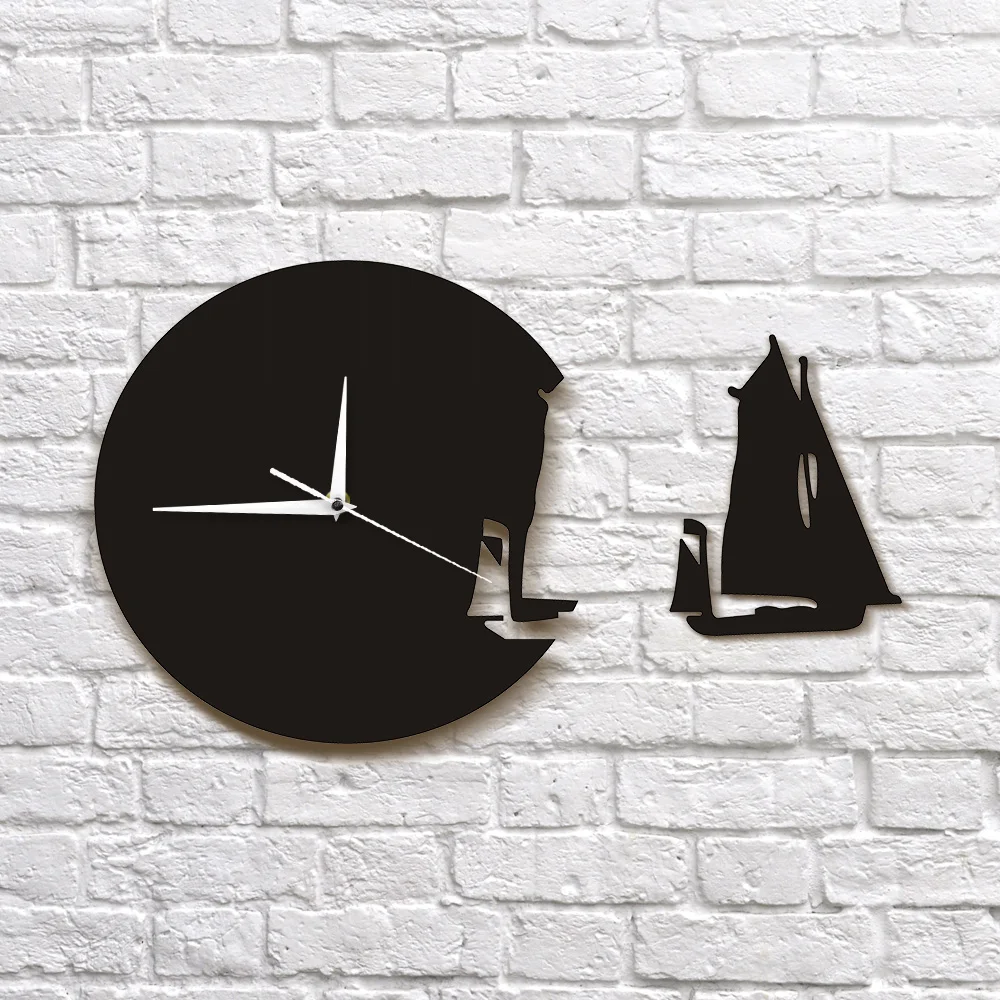 Yacht Leaving Wall Clock Modern Design Home Decor Sea Style Wall Watch The Sailing Boat Ship Clock Sailors Marines Gift 3