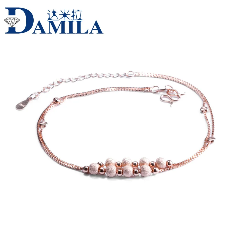 

Fashion 100% genuine S925 sterling silver Box chain bead anklet foot chain silver 925 Anklets for women foot accessories jewelry