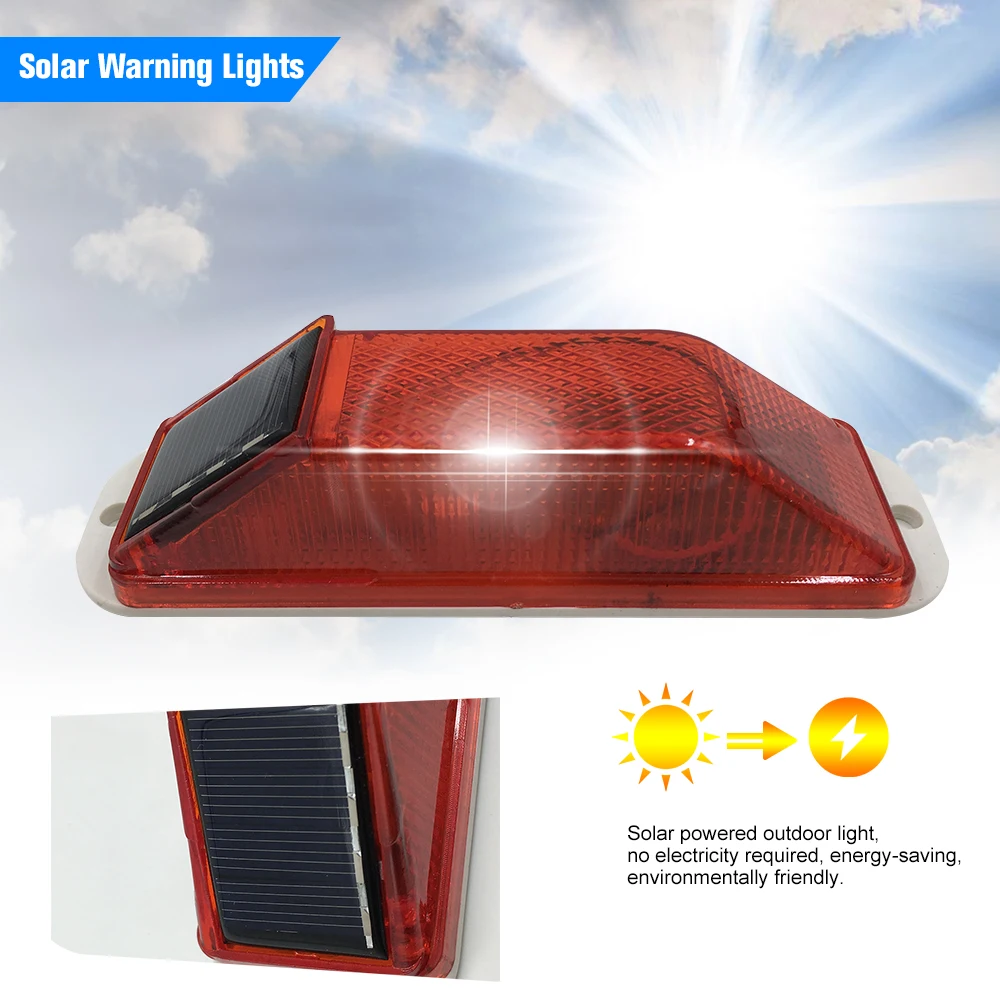 

Solar Warning Light Sensitive Strobe Flash Warning LED Caution Lamp Balusters of Driveways/Bridge Construction Enclosure