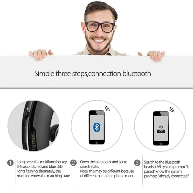 KAYINUO Bluetooth беспроводная гарнитура громкой связи голосовые наушники управление шумоподавлением Беспроводные стереонаушники с микрофоном