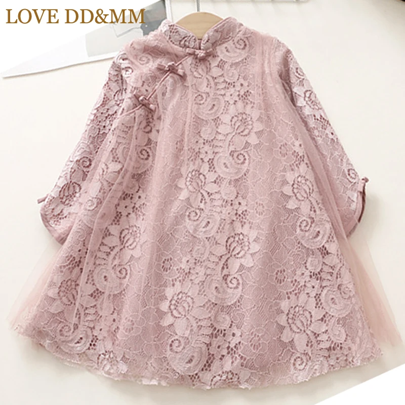 Платья для девочек с надписью «LOVE DD& MM» новая весенняя детская одежда г. Платье Чонсам с длинными рукавами из пряжи в стиле ретро Милая Одежда для девочек