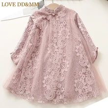 Платья для девочек с надписью «LOVE DD& MM» новая весенняя детская одежда г. Платье Чонсам с длинными рукавами из пряжи в стиле ретро Милая Одежда для девочек