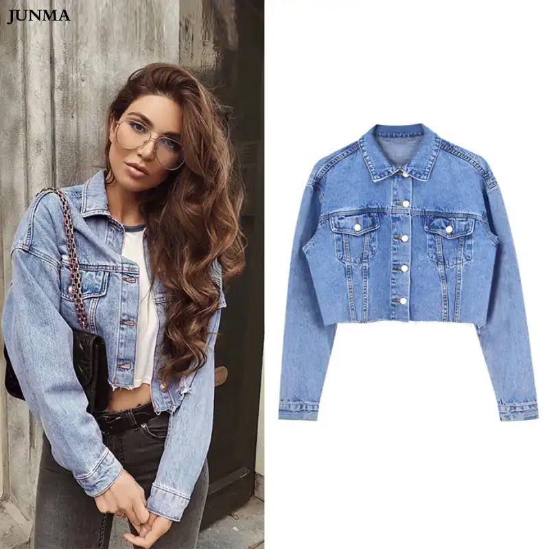 cut off cropped denim jacket