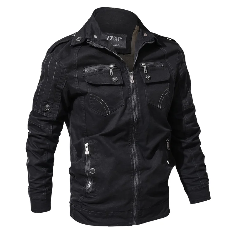 Refire gear мужская куртка в стиле милитари, весенняя куртка пилота ВВС, тактическая Куртка карго, мужская повседневная Осенняя хлопковая куртка-бомбер, пальто - Цвет: Black