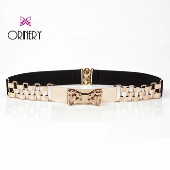 

ORINERY Hot Sale Golden Metal Butterfly Belt Fashion Brand Designer Belt Women High Quality Elastic Wedding Dress Accessories