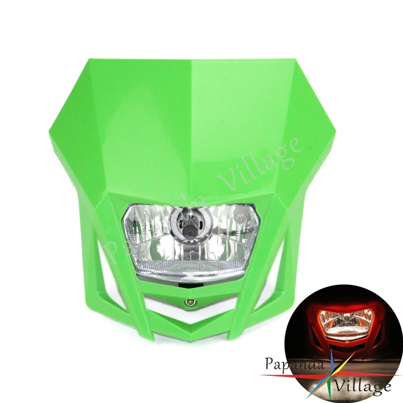 

Papanda Green Universal Motorcycle Headlight Dirt Bike Head Lamp Motocross for Kawasaki KLX 125 150 KX KLR KDX 250