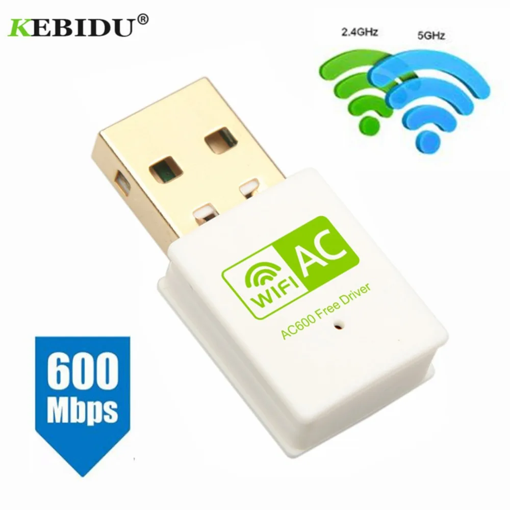 

KEBIDU Wireless USB Wifi Adapter AC 600Mbps Wi-fi Adapter 2.4G 5G Network Card Antenna Wifi Receiver USB Ethernet Wifi Dongle