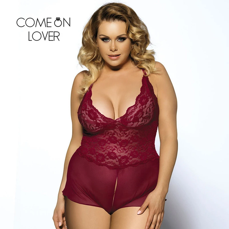 plus size red lace teddy