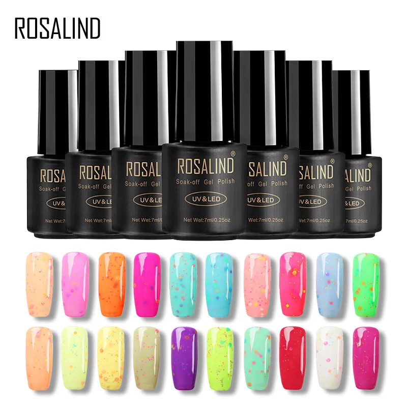 

ROSALIND Gel 1S 7ml N01-24 Cheese Series Nail Gel Polish UV LED Glitter Manicure Nail Art Semi Permanent Soak Off gel lacquer