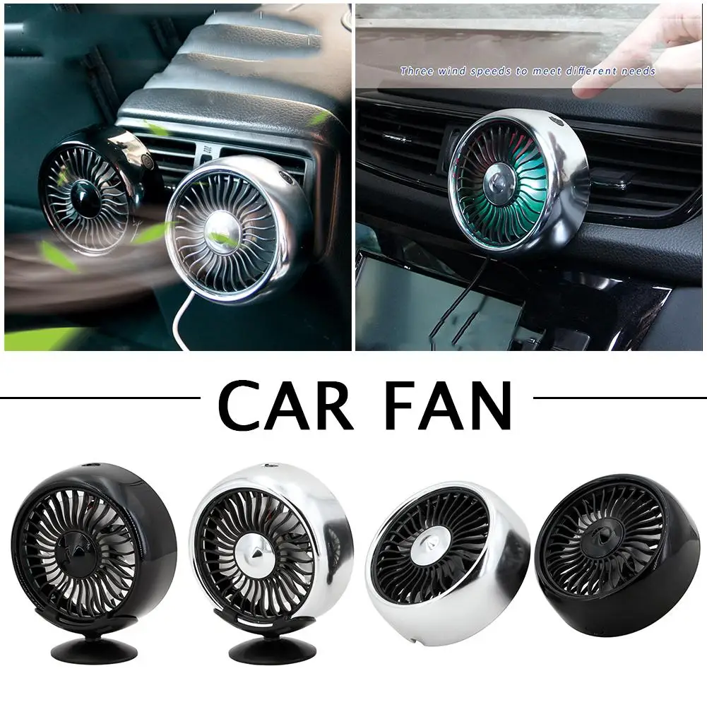 

3 Speed Adjustment USB Car Fan Cooling Air Conditioner Colorful Light Dashboard Cooling Electric Fan