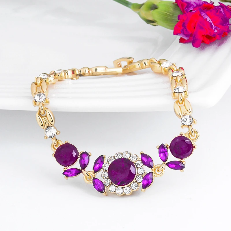 MISANANRYNE роскошный кристалл свадебные браслеты для женщин австрийский кристалл браслет Фиолетовый/черный цвет браслет бижутерия