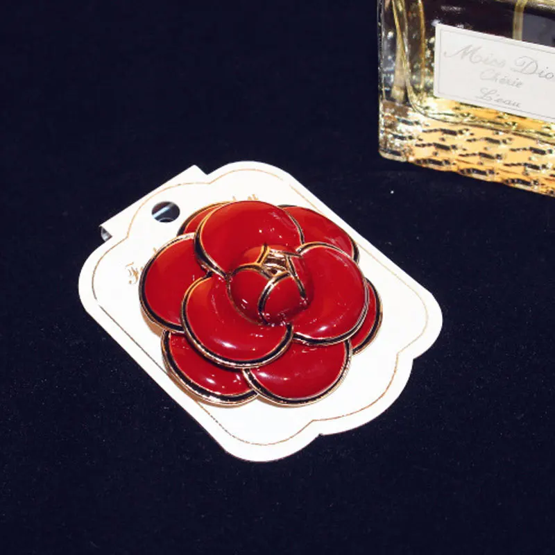 Spilla di camelia fatta a mano Fiore multistrato Denim Fiore Tessuto