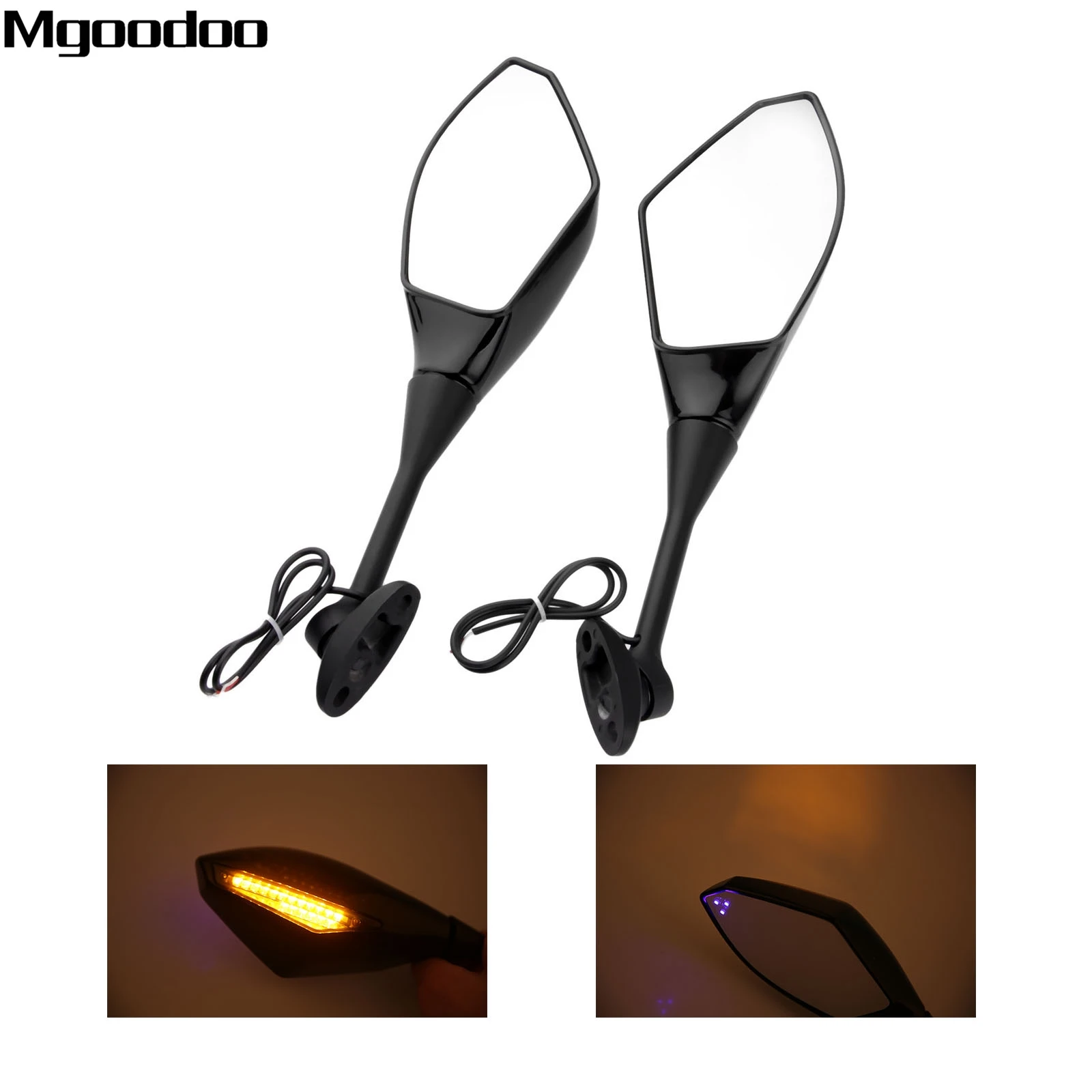Dual LED Motorcycle Integrated LED Turn Lights Side Mirrors Turn Signal