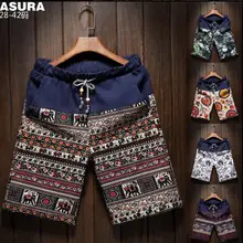 Летние модные мужские повседневные льняные шорты брюки с мозаичным цветочным узором Большие размеры 4XL 5XL Бермуды мужские шорты