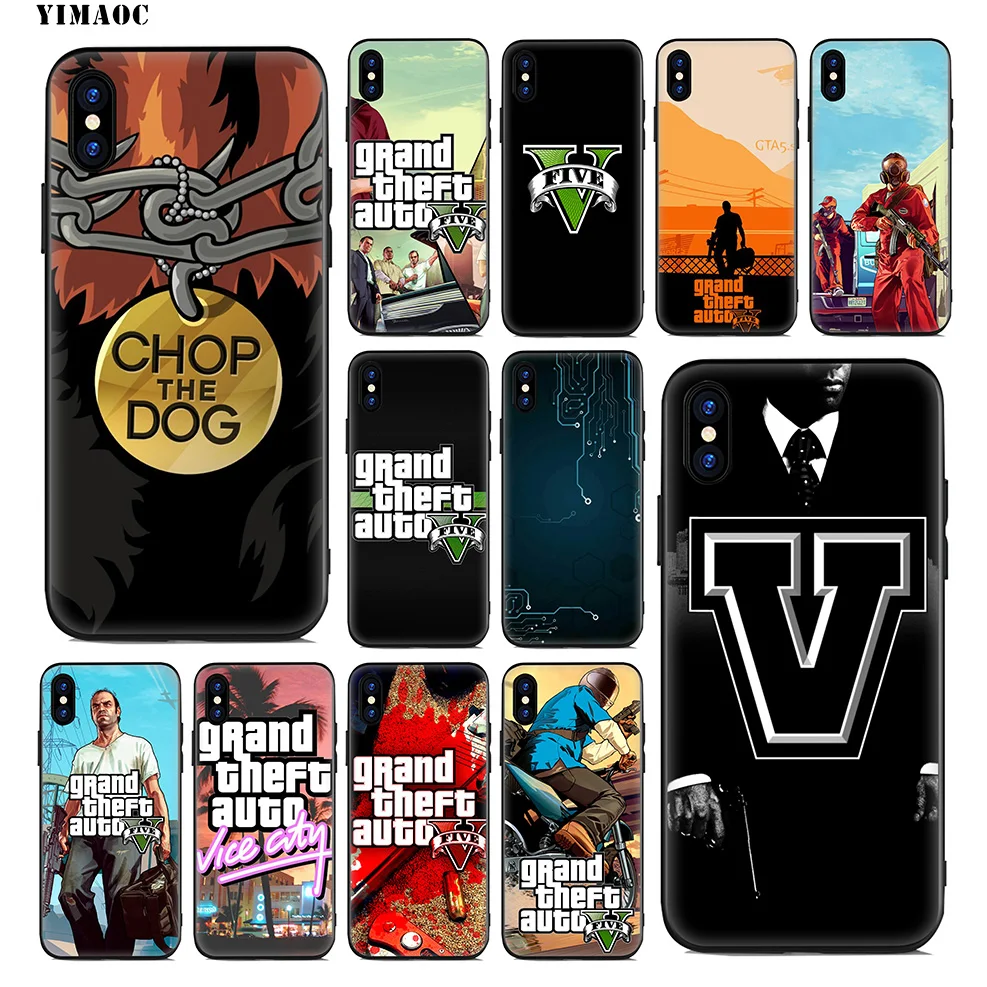 YIMAOC GTA 5 Grand Theft Auto V Soft Silicone Case for iPhone 11 Pro Xr Xs Max X or 10 8 7 6 6S Plus 5S SE Cover |
