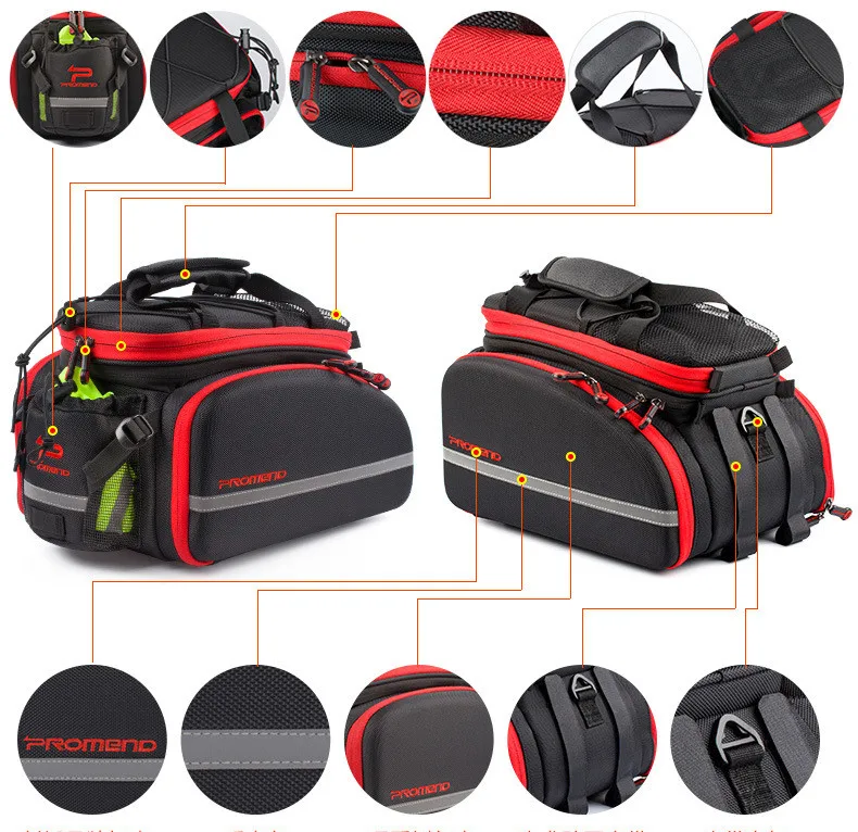 Excellent Promend 35L Cycling Bags MTB Bike Rear Rack Bag Multifunction Road Bicycle Tail Pannier Rear Double Side Seat Trunk Bag with Lid 7