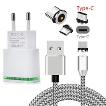 Для samsung S8 S9 S10 5G A40 A50 A70 Xiaomi mi 9T 9 8 lite Red mi Note 7 pro Магнитный провод типа C и светодиодный настенный зарядный кабель