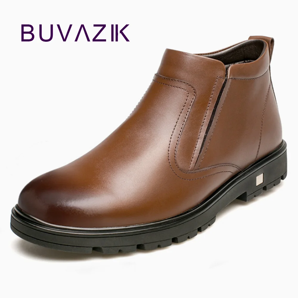 

BUVAZIK 2018 NEW men warm winter boots fur Plus velvet men's shoes high quality microfiber waterproof snow boots