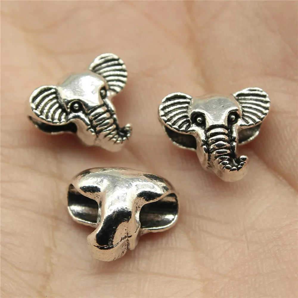 

WYSIWYG 10pcs 12x10x7mm Elephant Beads For DIY Jewelry Making Elephant European Beads Charms Elephant European Big Hole Beads