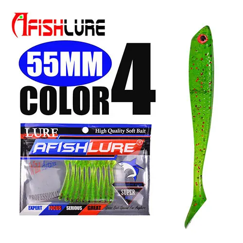 Afishlure Мягкая приманка для рыбы 55 мм 1,15g для рыбалки, мягкие блесны на удочку силиконовые бас гольян приманки твердая приманка Пластик приманка рыболовные 10 шт./пакет - Цвет: Color4