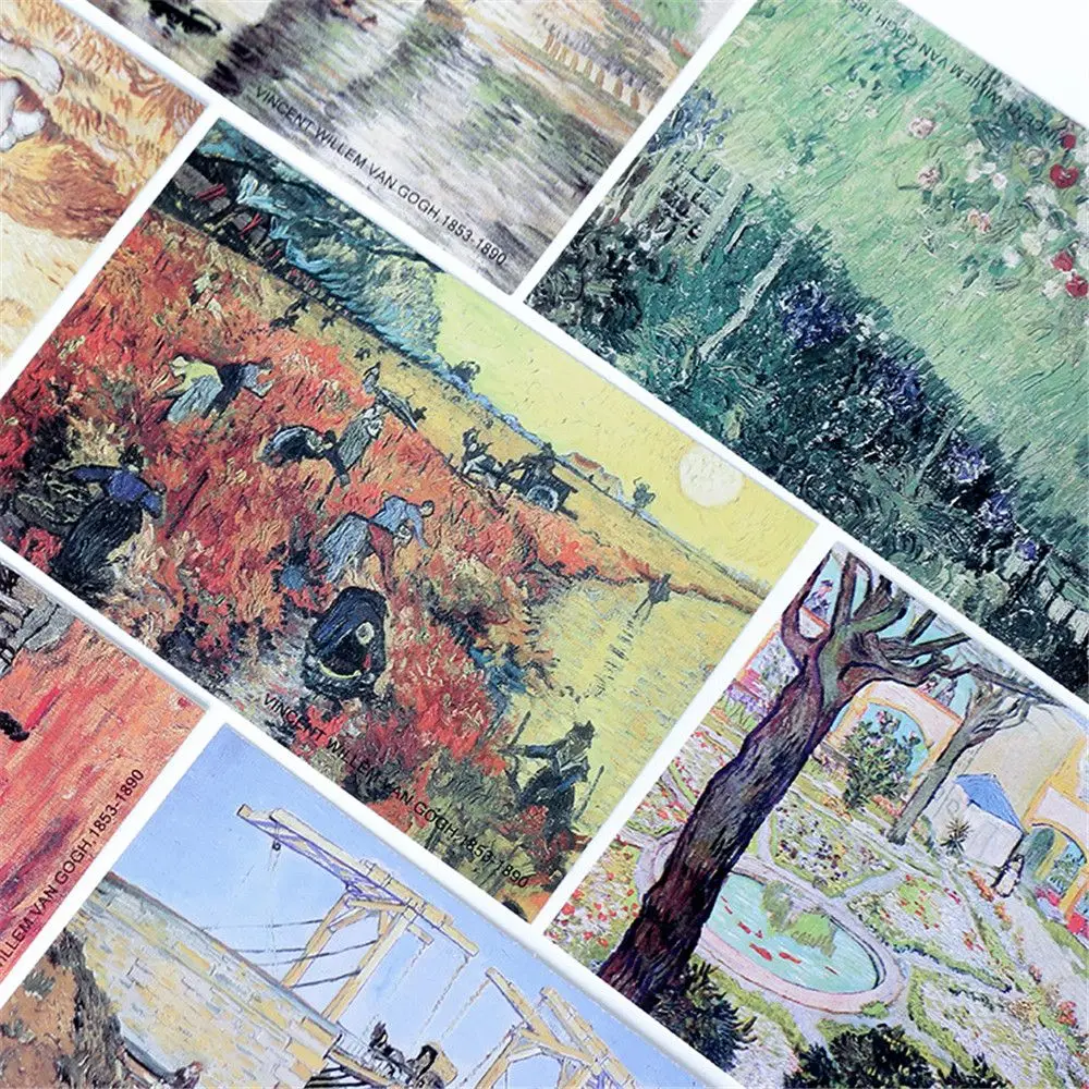 30pcs Cute Oil Painting Greeting Cards Mini Postcard Birthday Letter Paper Set Kawaii Stationary Envelope Gift Message Note Card|Бумага для