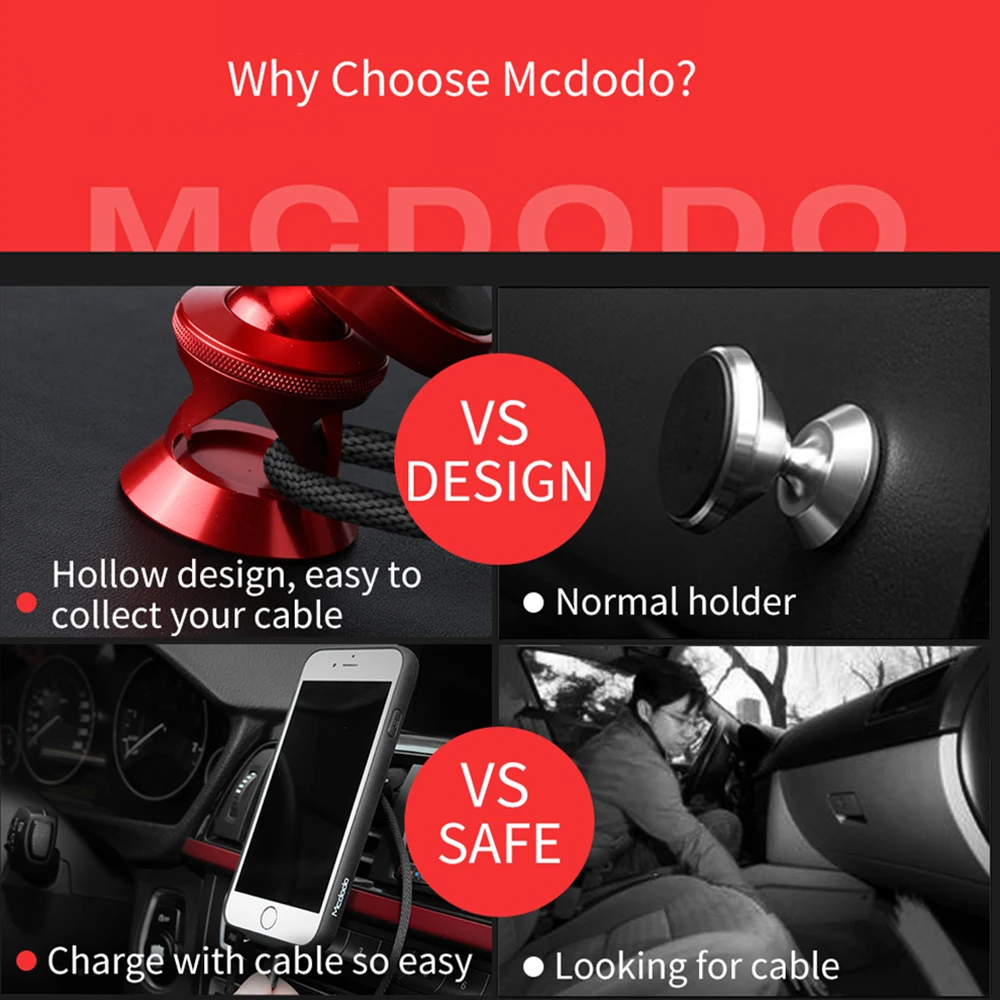 MCDODO автомобильный держатель телефона для iPhone 7 Samsung 360 градусов Магнитный