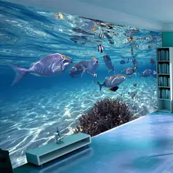 Пользовательские Настенные обои водонепроницаемые самоклеющиеся масляные холст подводный мир рыба 3D фото обои для детской комнаты