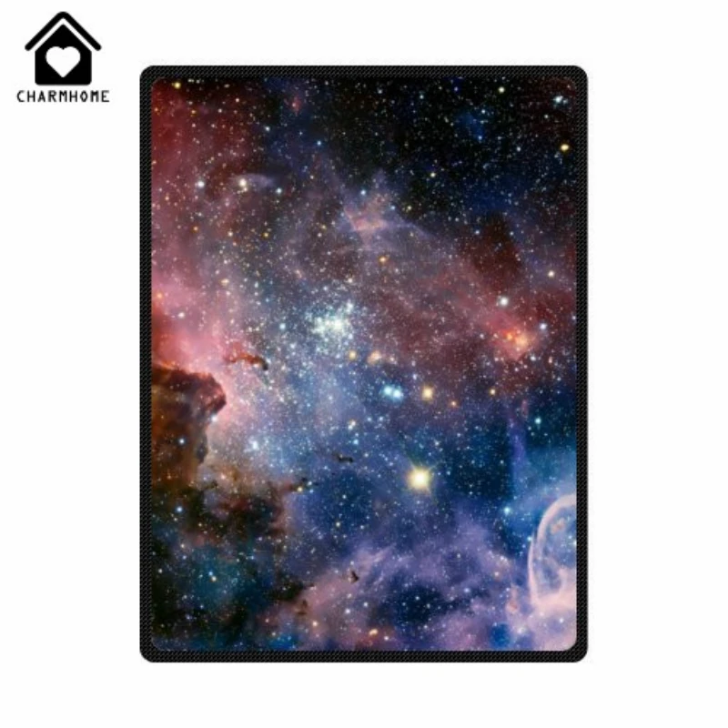 

CHARMHOME Hot Sale Spring Autumn Coral Fleece Blanket Throw with Galaxy Space Universe Background Pattern Custom Blankets