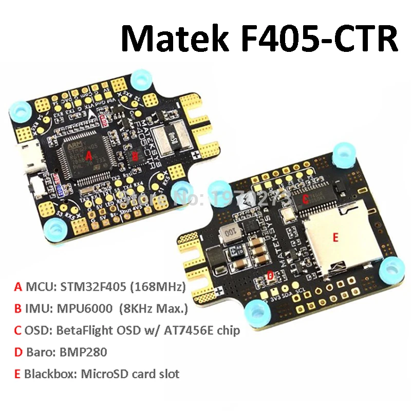 

Matek Systems Mateksys F405-CTR Flight Controller Built-in PDB OSD 5V/2A BEC Current Sensor for RC FPV Racing Drone