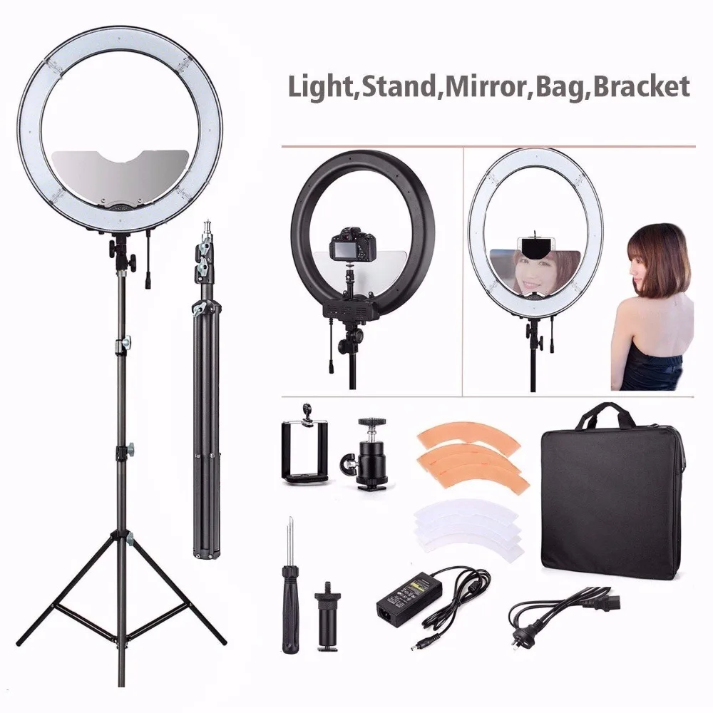 

18" Annular Lamp 240 LED Photographic Lighting Dimmable Camera Photo/Studio/Phone/Video Selfie Ring Light Tripod Stand