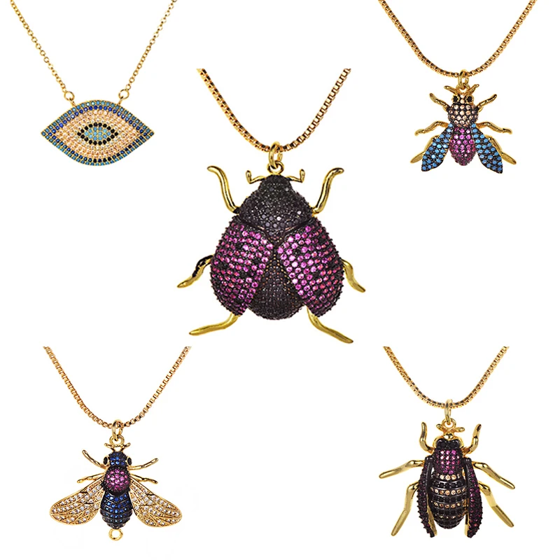 

ZHINI Women Necklaces Fashion I Pendants Copper Cubic Zirconia Gold Color Necklace High Quality Valentine's Day present