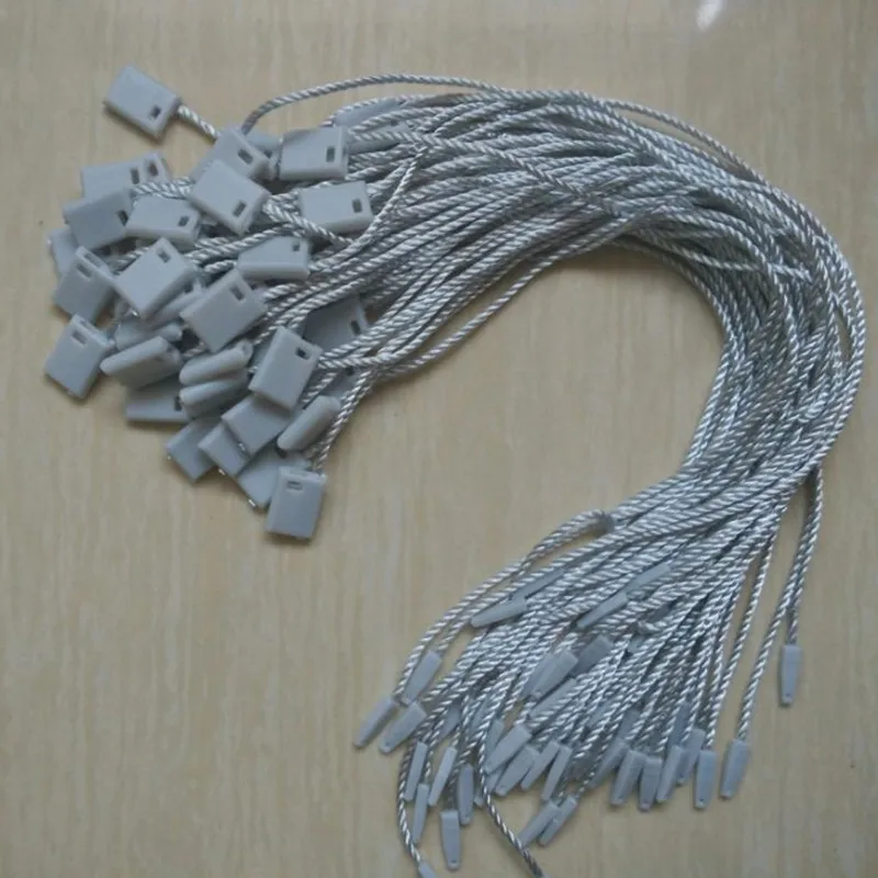 1000pcs Grey paper tags clothing seal cords 7 inches Hang tag seal strings for dress