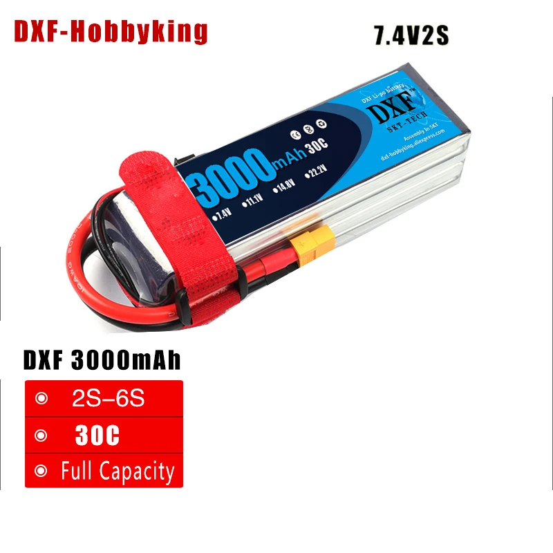 2017 DXF мощность высокое качество lipo батарея 7 4 v 3000mAh 2S 30C для rc вертолета автомобиль