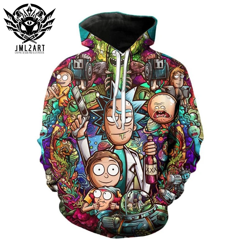 Online Rick und Morty Hoodies Durch jml2 Kunst Sweatshirt Männer Marke 3D wirkung Druck Hemd Lässige Pullover DropShip Streetwear