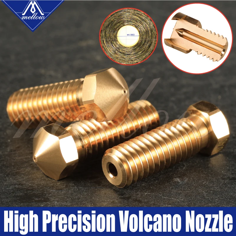 Mellow Top quality 3Pcs 3D Printer Extra Brass Volcano V6 Nozzle All Metal M6 threaded 0