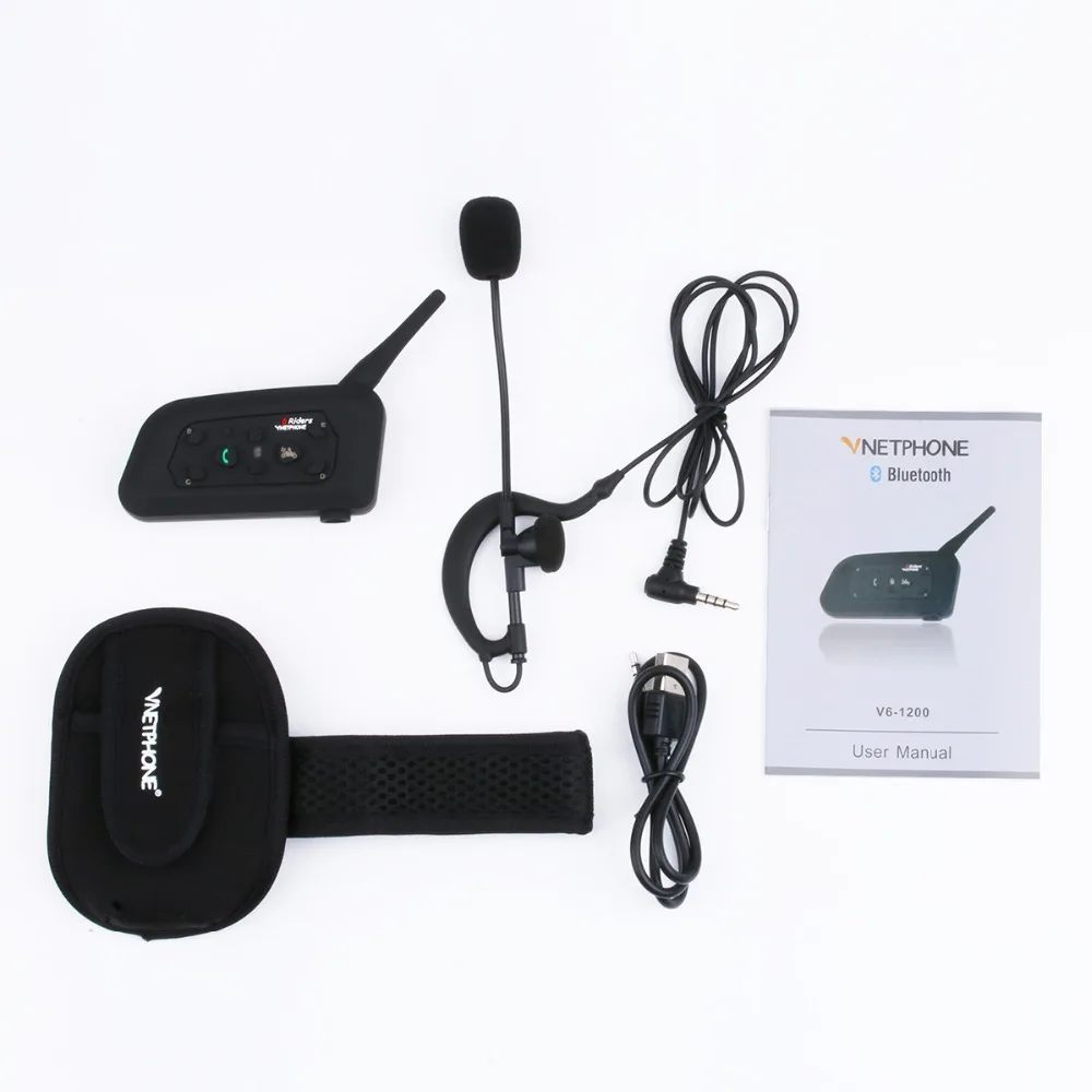 

1200M Motorcycle Bluetooth Helmet Intercom for 6 Riders BT Wireless Waterproof Interphone Headsets Walkie Talkie GPS