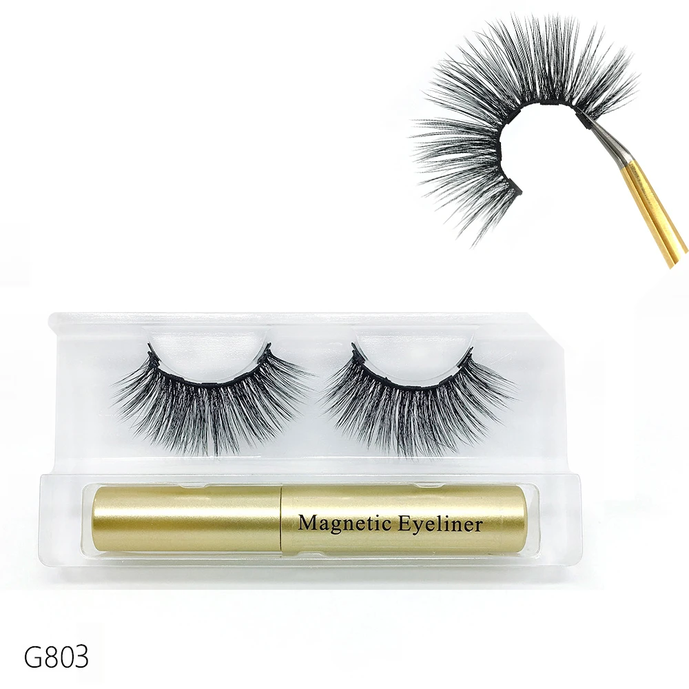 Firm Quick Dry Liquid Black Magnetic Eyeliner with Mink False Eyelashes Waterproof Comfortable Easy To Wear Dropship TSLM1 - Цвет: 03