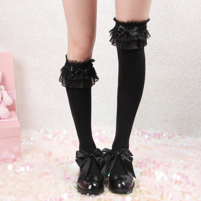 Lolita-big-lace-stockings-flower-wedding-velvet-double-lace-jk-calf ...