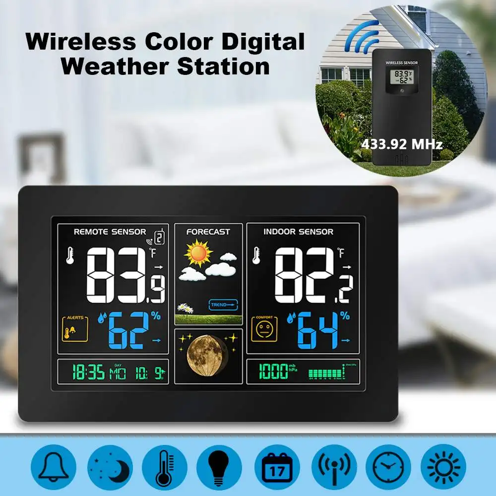 

Wireless Color Digital LCD Display USB Outdoor Barometric Pressure Weather Station Hygrometer Thermometer Clock Sensor Instrumen