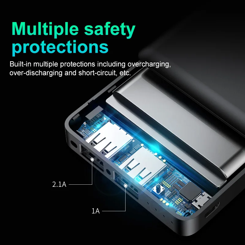 Baseus Slim 10000mAh Power Bank Portable Polymer External Battery Pack Powerbank Dual USB Output Mobile Phone Charger Poverbank
