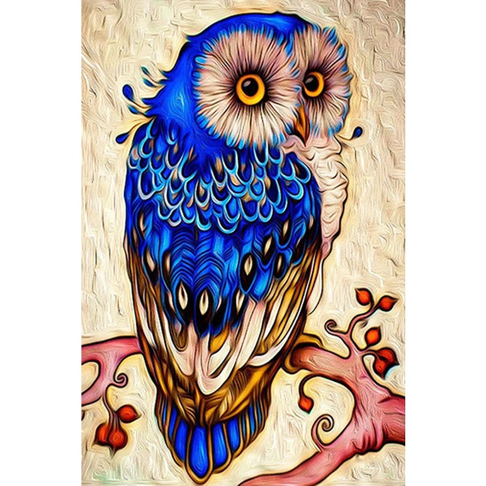 Download Diamond Painting Blue Owl Embroidery Full Round Diy Kit ...